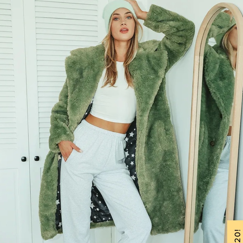 Lulu’s Faux Green Fur Coat